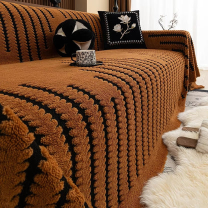 Soft Sofa Cover Cozy Fleece with Classic Pattern