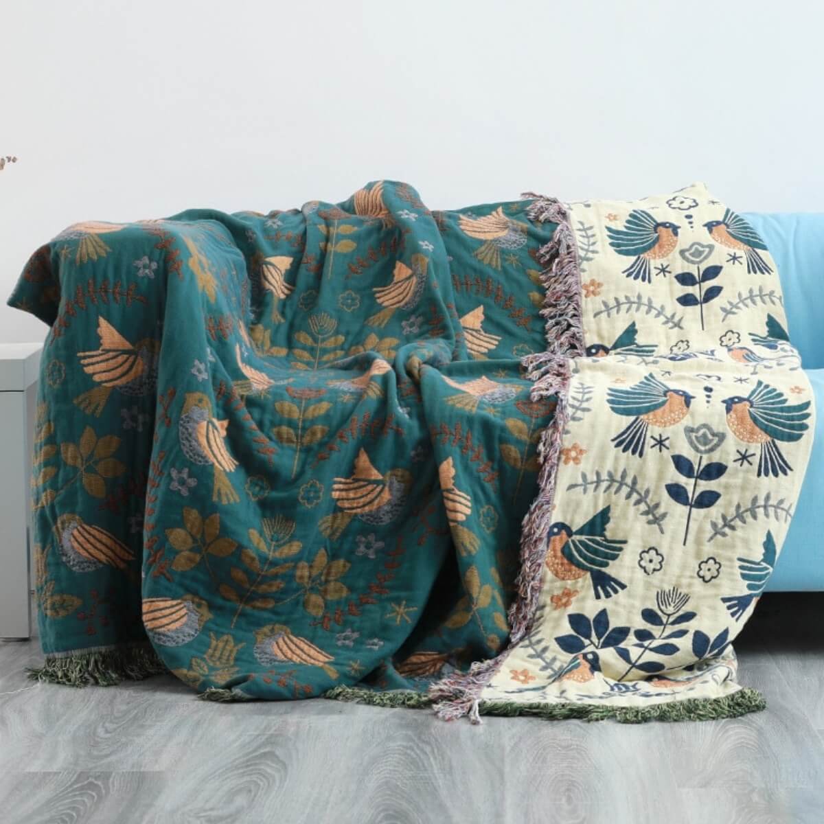 Soft Plush Bird Pattern Throw Blanket