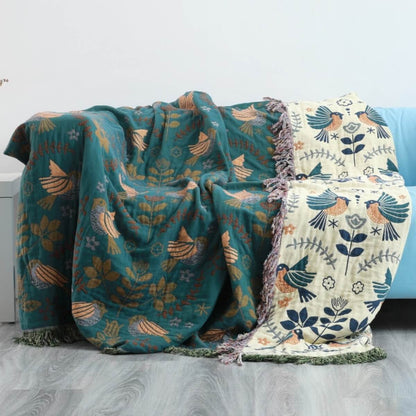 Soft Plush Bird Pattern Throw Blanket