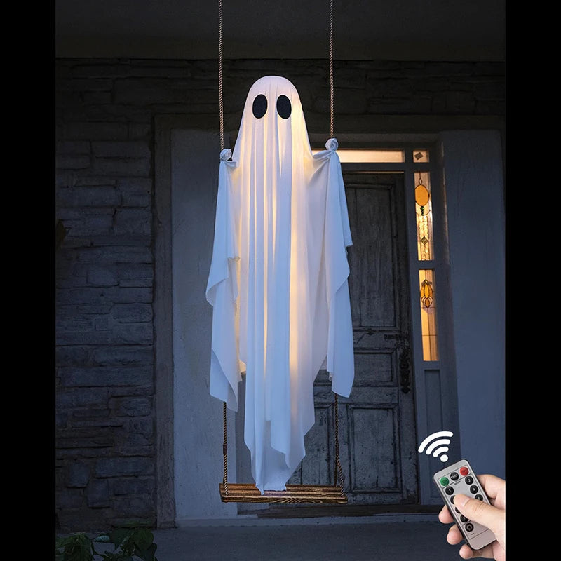 Spooky Hanging Ghost Yard Decor with LED Lights - Halri