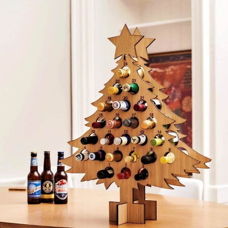 Holiday Countdown Tree - Reusable Wooden Wine Rack - Halri