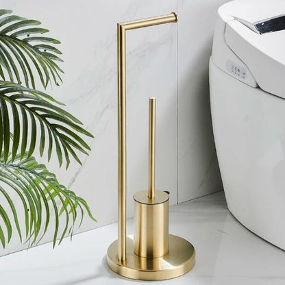Standing Toilet Paper Roll Holder with Cleaning Brush