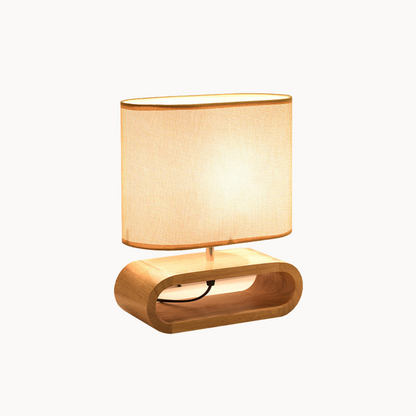 Rustic Wooden Table Lamp with Linen Shade - Halri