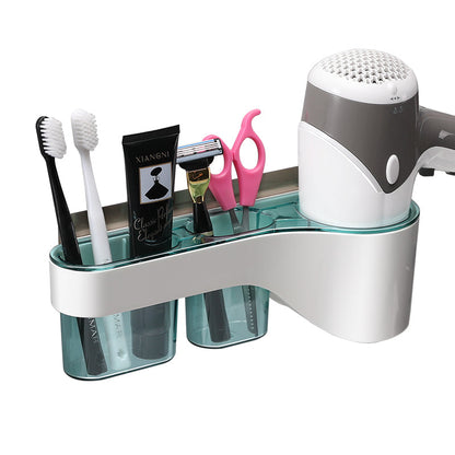 Space-Saving Bathroom Shelf with Hair Dryer Holder