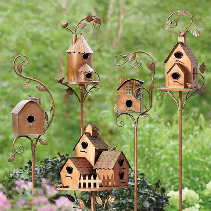 Colorful Yard Bird House Stakes - Halri