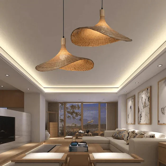 Natural Woven Rattan Pendant Light - Halri