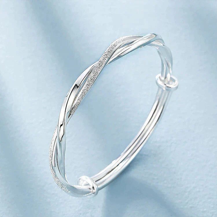 Classic Woven Silver Bangle | Simple Braided Style