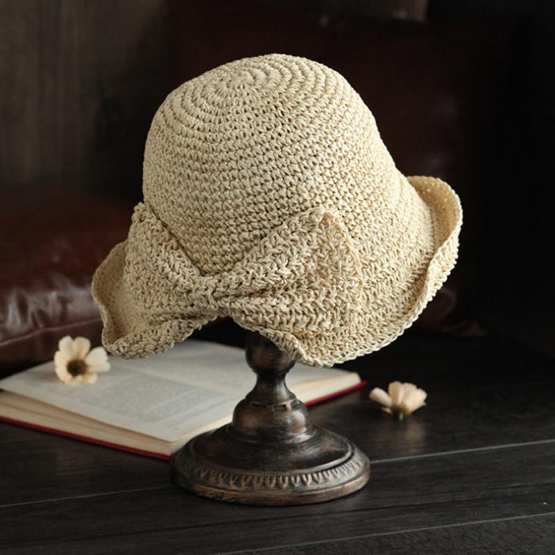 Classic Foldable Summer Hat with Ribbon