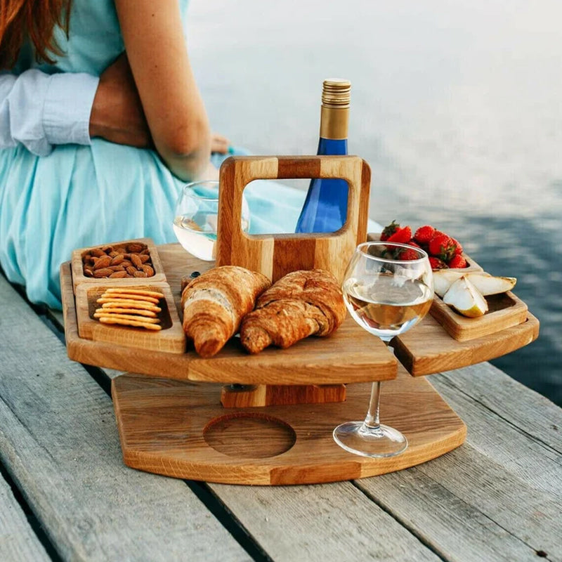 Foldable Wooden Outdoor Wine Table