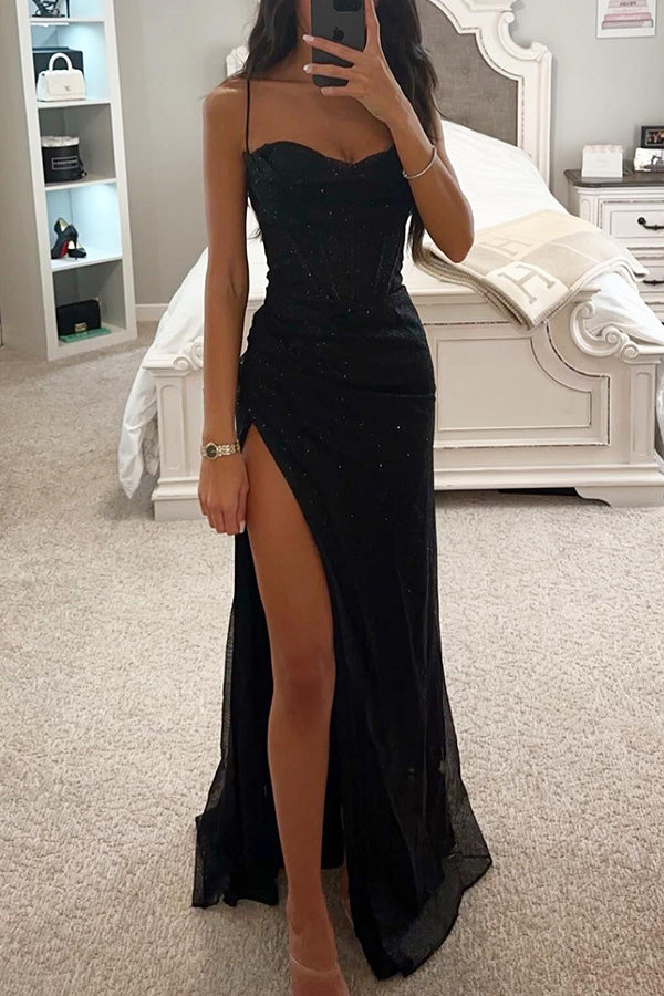 Glittering Sequined Evening Maxi Dress - Halri