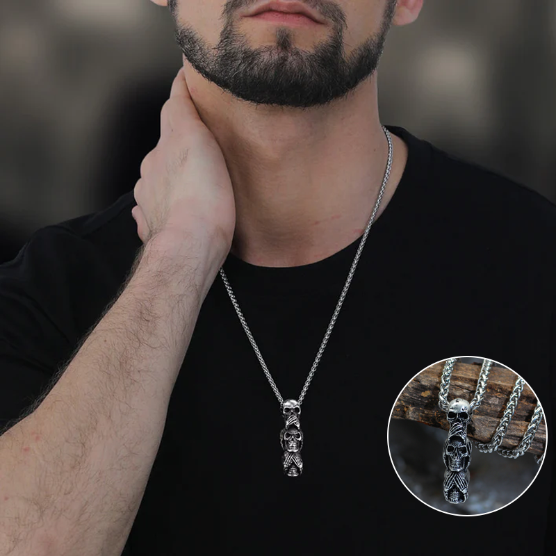 Edgy Skull Pendant Necklace - Halri