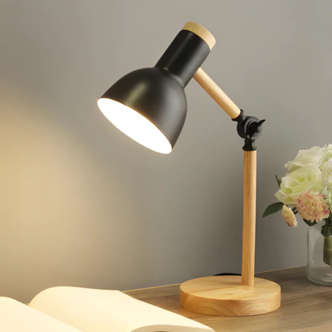 Modern Wooden Desk Lamp with Adjustable Arm