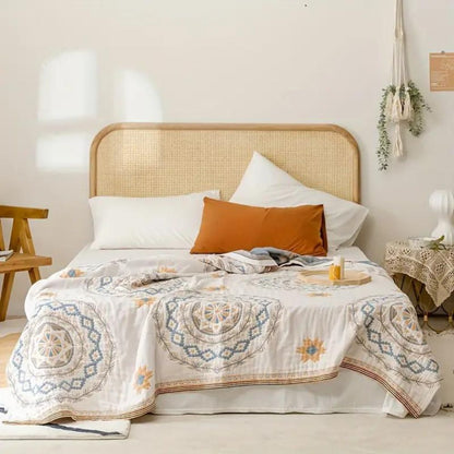 Cozy Boho Chic Throw Blanket with Colorful Pattern - Halri