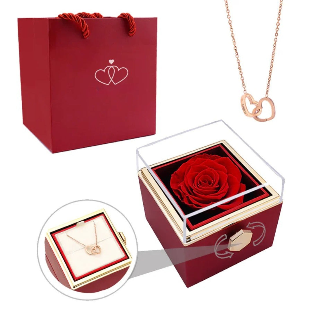 Eternal Rose Jewelry Box with Secret Necklace Inside - Halri