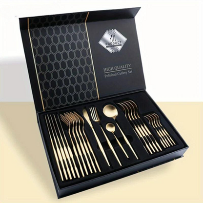 Premium 24-Piece Gold Flatware Set for Elegant Dining