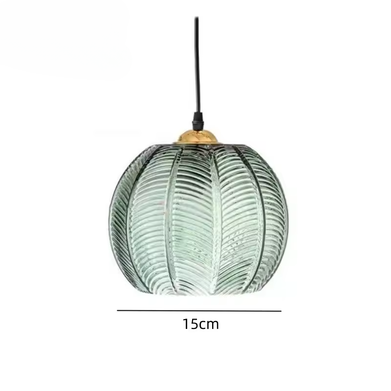 Elegant Glass Pendant Light with Green Leaf Design - Halri