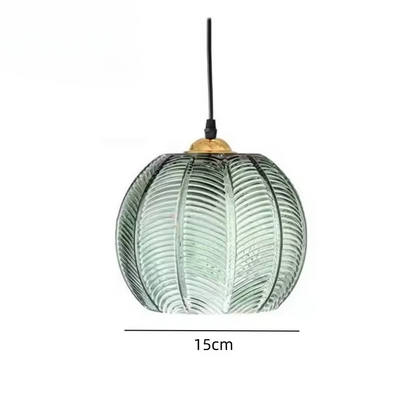 Elegant Glass Pendant Light with Green Leaf Design - Halri