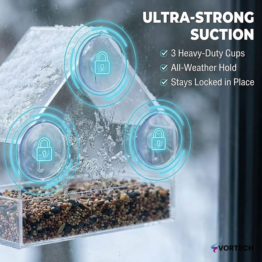 Clear Window Bird Feeder with Camera Mount