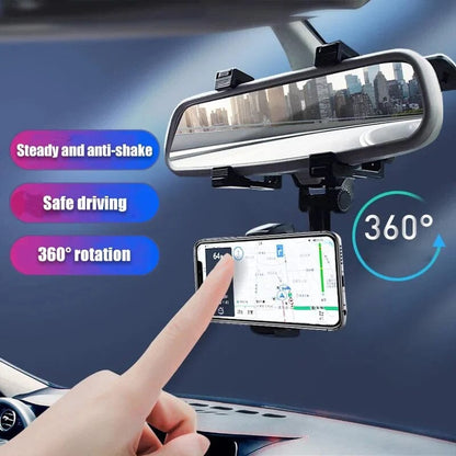 Universal 360 Degree Car Phone Mount Rear View Mirror - Halri