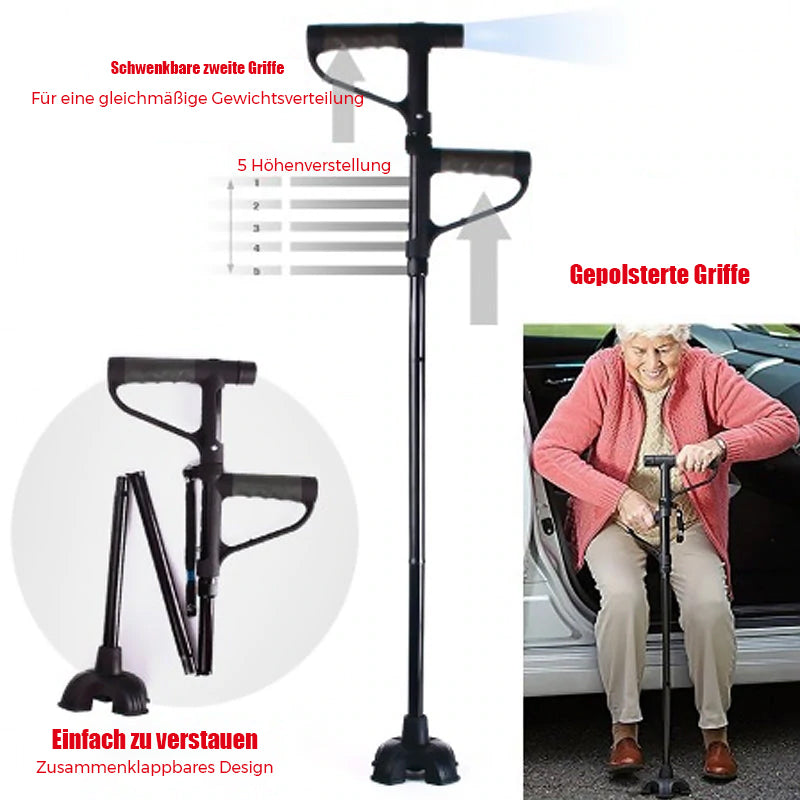 Folding Walking Stick with LED Safety Light - Halri