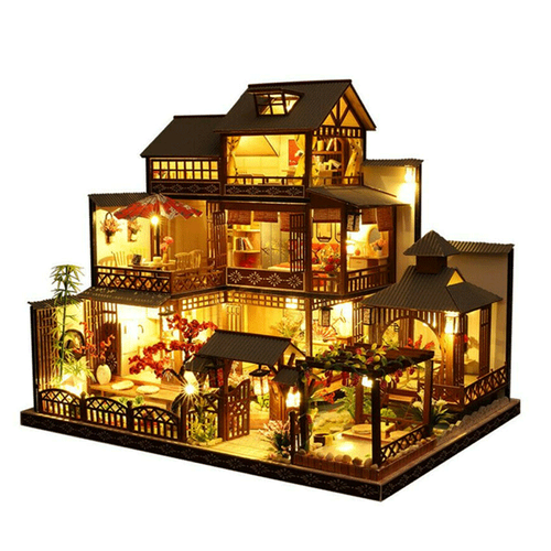 Big Detailed Wood Dollhouse With LED Lighting - Halri