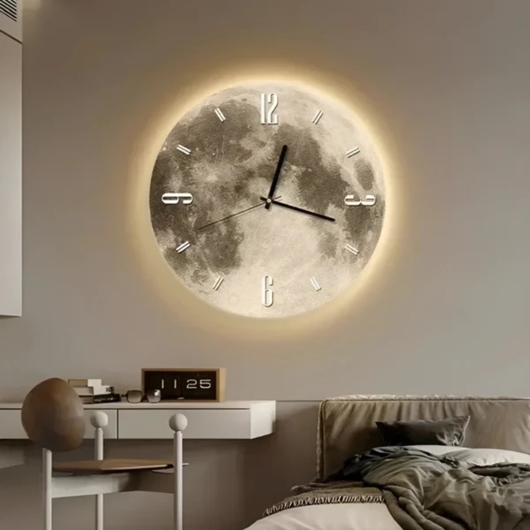 Stunning Round Moon Wall Clock - Halri