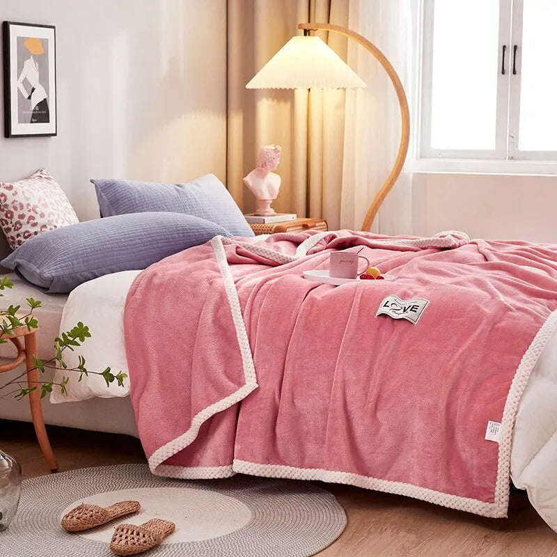 Soft Pink Plush Throw Blanket - Halri