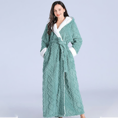Warm Hooded Robe with Water Resistant Cozy Design