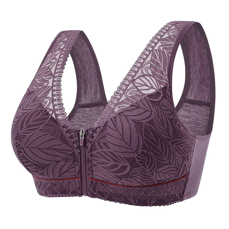 Simple Lace Bralette with Front Zip Closure