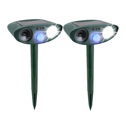 Outdoor Solar Powered Animal Repellent with Flashing Light