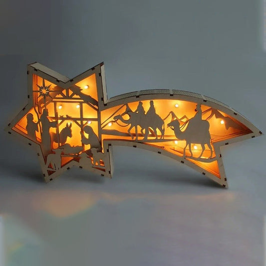 Warm Wooden LED Xmas Star Lamp - Halri