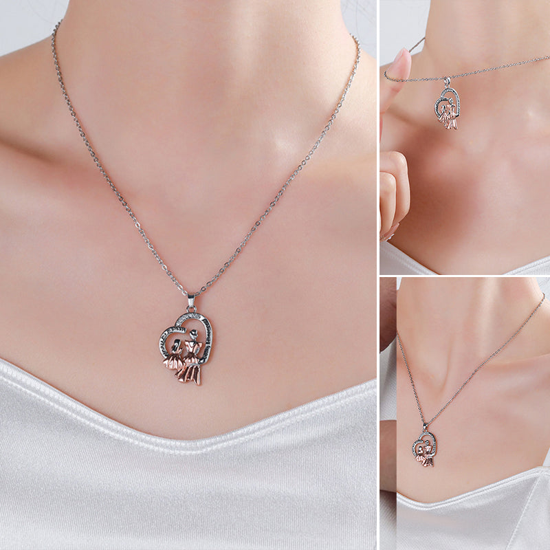 Lovely Mom Daughter Heart Necklace