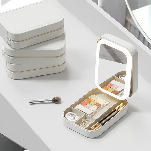 Travel Makeup Case with LED Lighted Mirror - Halri