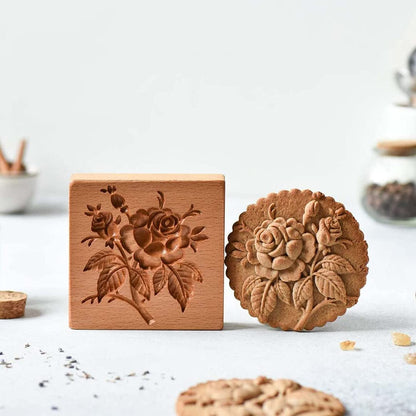 Wooden Cookie Cutter Set with Engraved Designs