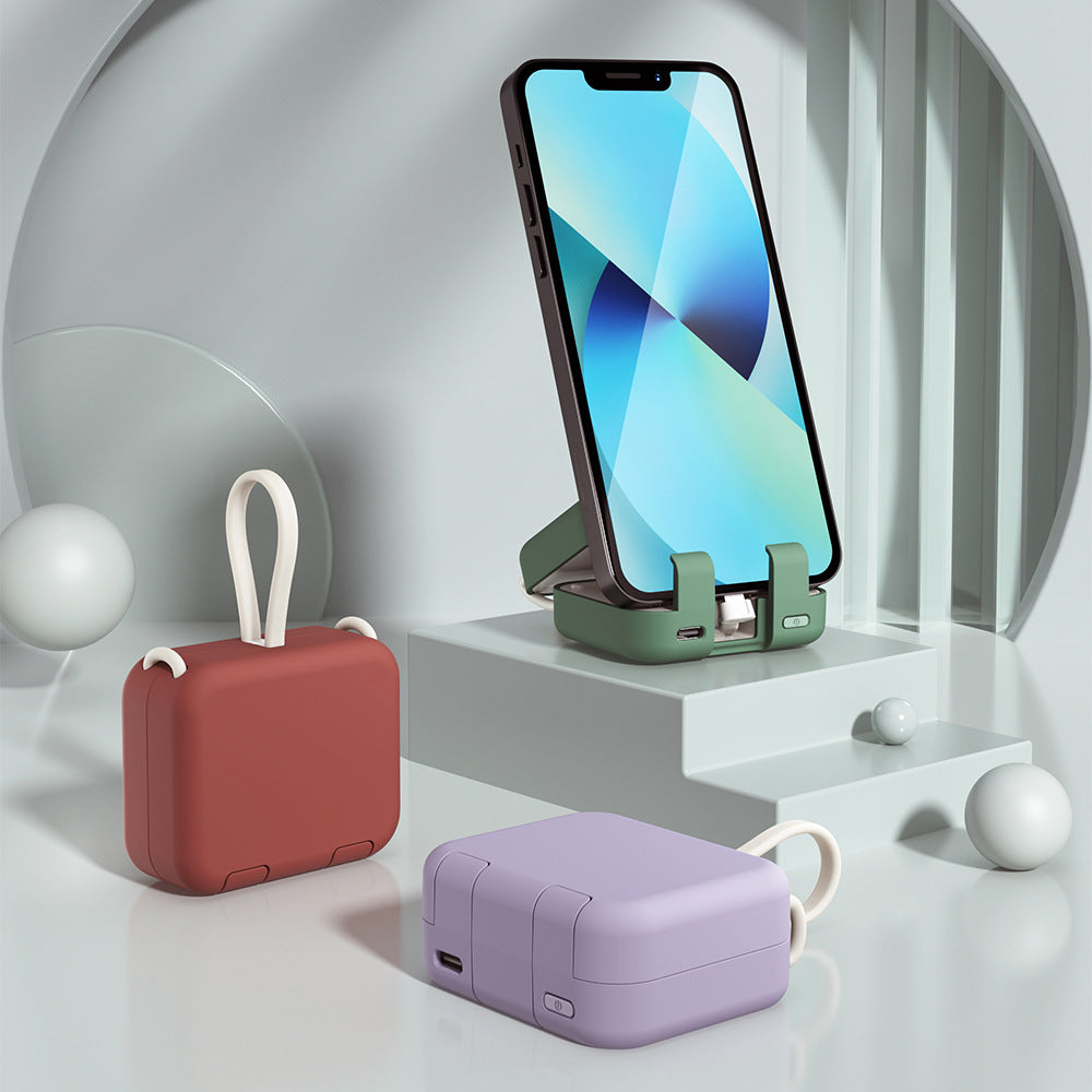 2-in-1 Mini Power Bank 4000mAh Portable Charger with Built-in Stand for Phones - Compact and Lightweight 1