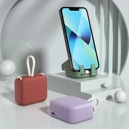 2-in-1 Mini Power Bank 4000mAh Portable Charger with Built-in Stand for Phones - Compact and Lightweight 1