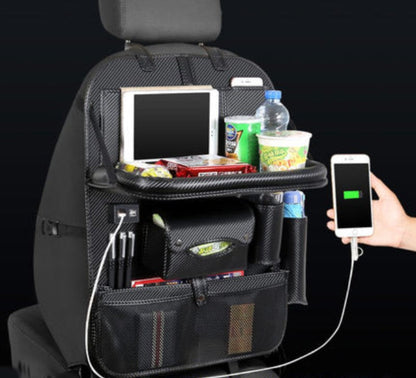 Practical Car Seat Organizer with USB Chargers and Tray