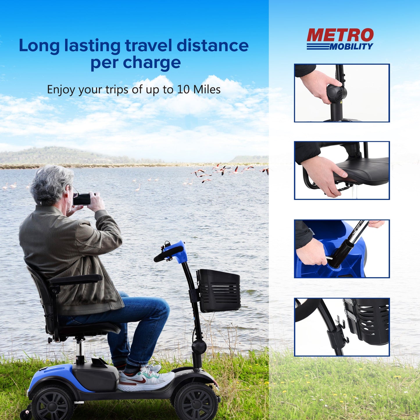 Compact Folding Power Scooter - Portable Electric Chair