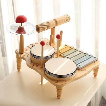 Kid's Wooden Drum Set and Xylophone Musical Toy