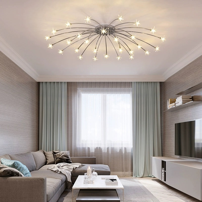 Luxury Chrome Glass Semi Flush Ceiling Light