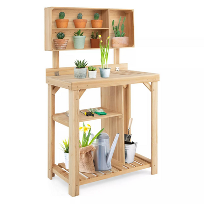 Portable Garden Work Table with Built-in Storage
