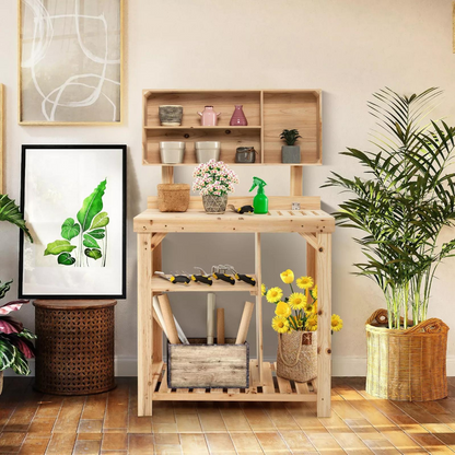 Portable Garden Work Table with Built-in Storage
