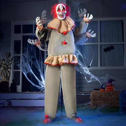 Life Size Creepy Clown Halloween Animatronic Decor