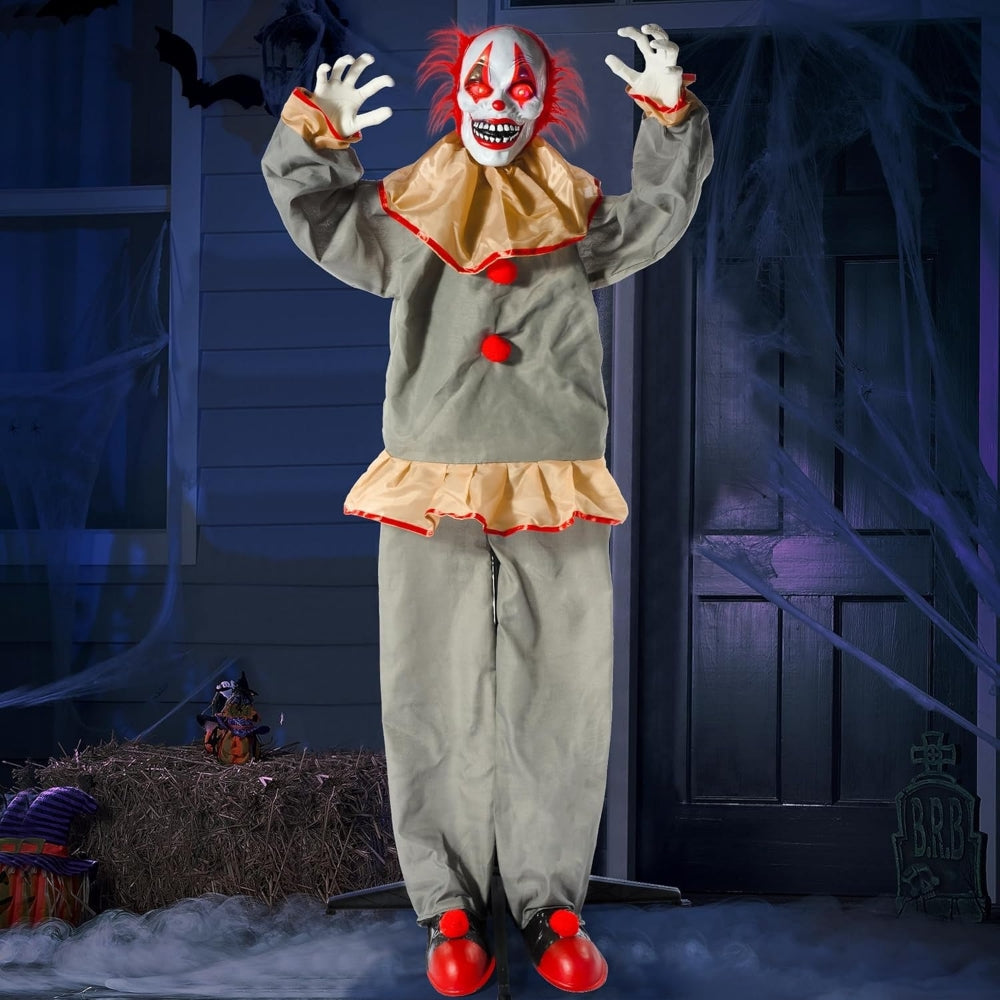 Life Size Creepy Clown Halloween Animatronic Decor