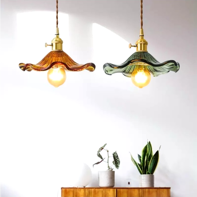 Classic Glass Floral Drop Ceiling Light - Halri