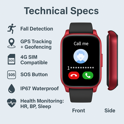 Easy-to-Use GPS Watch for Seniors with SOS Alert