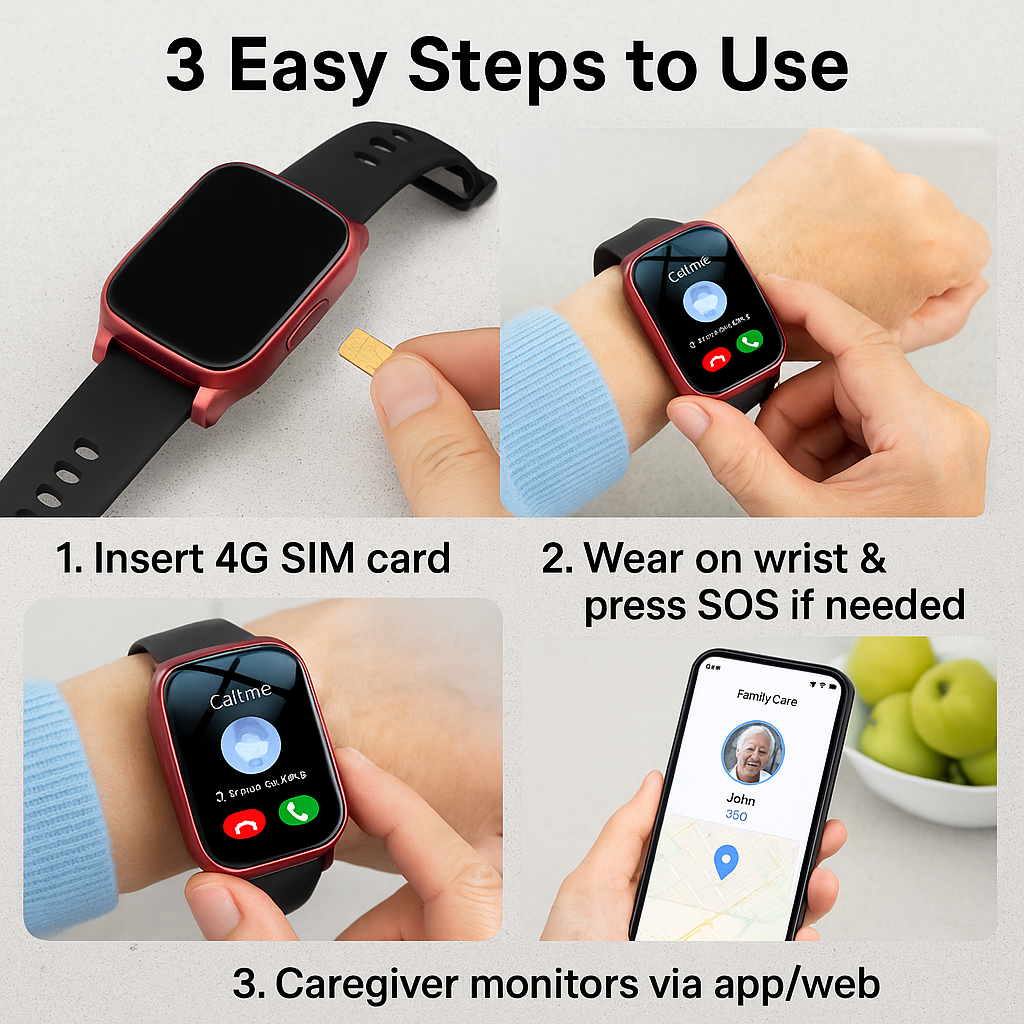 Easy-to-Use GPS Watch for Seniors with SOS Alert