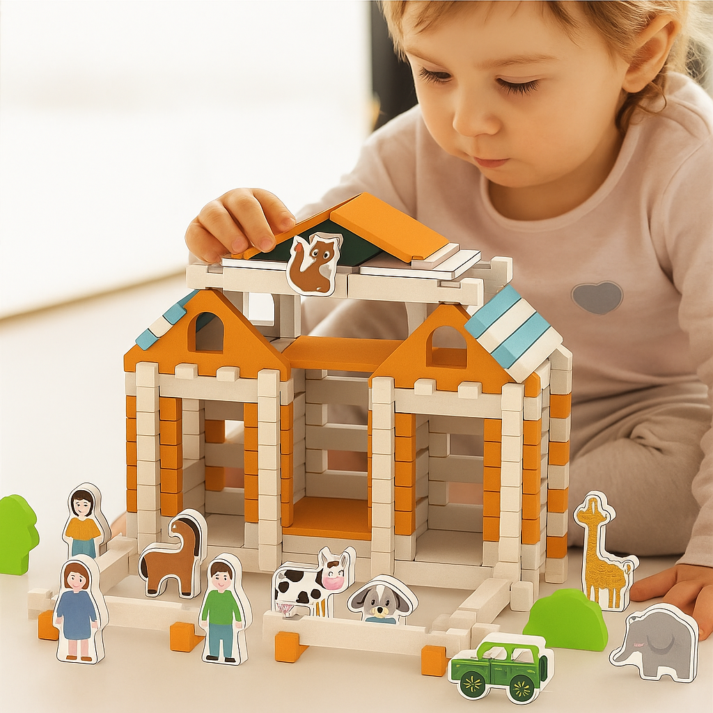 Natural Wood Building Blocks Toy Set - Halri