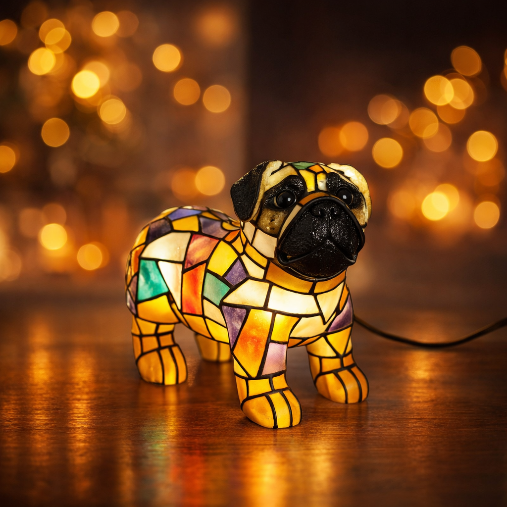 Colorful Resin Pug Table Lamp - Halri