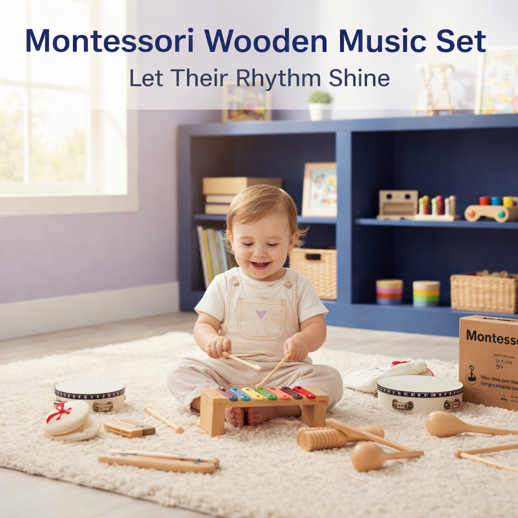 Kids Wooden Music Set - 10 Piece Rhythm Instruments